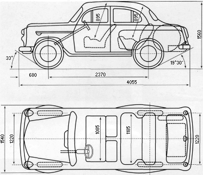 Схема автомобиля "Москвич-407"
